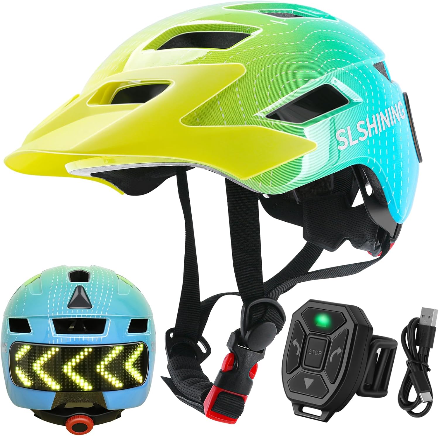 Mountain Biking A Sport - Kask rowerowy z wyświetlaczem LED, ładowalny,